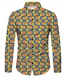 お買い得  -レトリ／ヴィンテージ 1970年代 シャツ ディスコ 幾何学的な サイケデリック 仮装 男性用 ハロウィーン カーニバル 音楽祭 プライドパレード レトロテーマパーティー 成人 シャツ