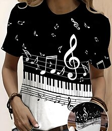 economico -Festival musicale Per donna Maglietta Grafico Geometrico Vintage Elegante Classico Manica Corta Girocollo Top Regolari Quotidiano Weekend Stampato Bianco / Nero Nero Bianco Viola Estate Primavera