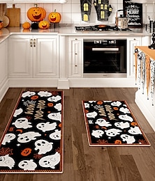 levne -Halloweenská voděodolná kuchyňská podložka s hedvábným potiskem - protiskluzová, zesílená kuchyňská podložka &vchod