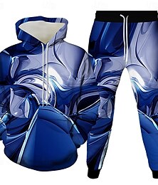 abordables -Hombre Geométrico 2 piezas Conjuntos de sudaderas 3D Chándal Sudadera con capucha Manga Larga Pantalones largos Con Capucha Deportivo Casual / Diario Moderno Ropa Deportiva Impresión 3D Primavera