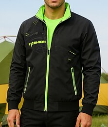 preiswerte -Herren Wanderjacke Sportjacke Regenmantel Außen Wasserdicht Schnelltrocknend Leicht Atmungsaktiv Wanderoutfits Wanderbekleidung Frühling Herbst Jacke Tennis Golfspiel Laufen Patchwork Rot Orange Grün
