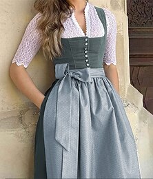 economico -Oktoberfest, vestito Dirndl, cameriera bavarese, festa della birra tedesca, carnevale, stile tradizionale, abito in tessuto, grembiule senza camicetta.