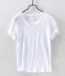 halpa -Miesten Puuvillainen T-paita T-paita Lyhythihainen Lyhyt hiha V kaula-aukko Kesä Kaikki vuodenajat Tavallinen Muoti Suunnittelija Perus Klassinen tyyli Perus Loma Katu Kausaliteetti Kameli Musta