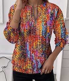 economico -Per donna Felpe con cerniera Grafico Astratto Casual Manica Lunga Girocollo Top Regolari Streetwear Abbigliamento Quotidiano Mezza cerniera Stampato Rosso Blu Viola Verde Autunno Inverno