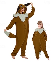 halpa -Lasten Aikuisten Eläin Ryhmäpuku Onesie-asu Karnevaali puku Piirretty Eevee Pyjamahaalarit Kigurumi Pyjama Viehätys Hauska puku varten Miehet ja naiset Pojat ja tytöt Karnevaali Sarjakuva