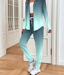 economico -Per donna Quotidiano Felpa con Cappuccio Manica Lunga Con Cappuccio Grafico Sfumatura Cerniera Coulisse Stampato Casuale Verde Autunno Vestibilità regolare