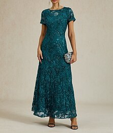 levne -Dámské Maxi šaty Plášťové šaty Elegantní Večírek koktejl Běžný Pevná barva Krátký rukáv Tričkový Smaragdová zeleň Léto Jaro