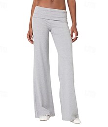 economico -Per donna Gamba larga Pantaloni Pantaloni Palazzo Moda Streetwear Lunghezza intera Naturale Semplice Elastico in vita Traspirabilità Confortevole Streetwear Abbigliamento quotidiano Uscire Vinaccia