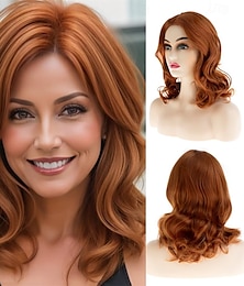 baratos -Perucas longas onduladas laranja para mulheres, sintéticas, naturais, resistentes ao calor, para cosplay de festa