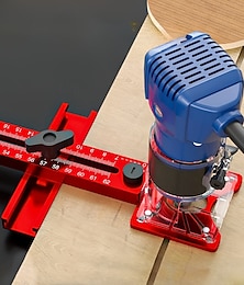billiga -träbearbetningsfräs multifunktionell 3-i-1 aluminiumklämma - precisionscirkulär skär- och fräsverktyg med justerbar spårfäste röd bas och transparent akrylskena