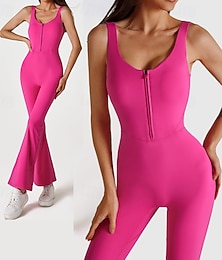 levne -Dámské Scrunch jóga romper Cvičební overaly Zip Pevná barva Bodýčko Sytě červená Tělocvična Taneční Sportovní Vysoký pas Natahovací Prodyšné Zaštíhlující Bez rukávů Sport Sportovní oděvy Těsný střih