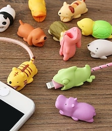 お買い得  -動物の噛みつきケーブルプロテクター 5個入り かわいい漫画動物ワイヤーカバー 携帯電話充電器コード保護 装飾シリコンケーブルセーバー iPhone USBデータケーブル用
