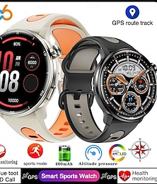 billige -S666R Smartklokke 1.43 tommers Smartklokke blåtann Skritteller Samtalepåminnelse Aktivitetsmonitor Kompatibel med Android iOS Herre GPS Lang ventetid Vanntett IP68 22mm Urkasse