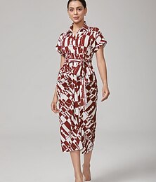 abordables -robe rétro à plis inversés géométriques