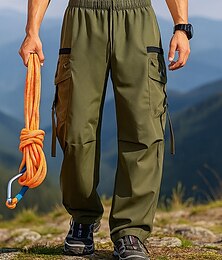 baratos -Homens Calça Cargo Calças impermeáveis Ao ar livre Normal Prova-de-Água A Prova de Vento Calças Bolsos Cintura elástica Com Cordão Preto Verde Tropa Acampar e Caminhar Corrida S M L XL