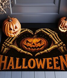 abordables -Paillasson d'intérieur et d'extérieur pour Halloween, tapis de cuisine, motif de visage de citrouille vintage, tapis de porte d'entrée antidérapant pour porche, entrée, patio, chambre, salle de bain et décoration de la maison d'Halloween 2025