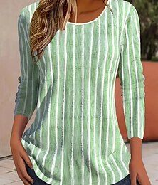 お買い得  -イースター 女性用 Tシャツ グラフィック ストライプ 植物 ヴィンテージ スタイリッシュ クラシック 長袖 クルーネック ラウンドネック レギュラートップス 日常 プリント イエロー ピンク ブルー グリーン カーキ色 夏 春 秋