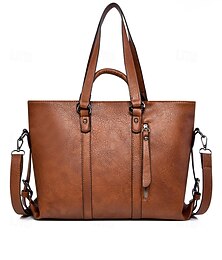 abordables -Sac fourre-tout multi-usages en similicuir pour femme avec poignées supérieures et bandoulière – Grand sac à main vintage à bandoulière pour le travail, les voyages et les sorties décontractées