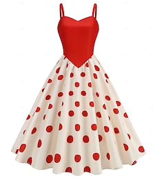 levne -Retro 50. léta Rockabilly Polední Houpací šaty Flare šaty Přizpůsobení a odlesky Puntíky Dámské předvečer Všech svatých Karneval Dovolená Běžné / Denní Retro tematická párty Dospělí Šaty Jaro léto