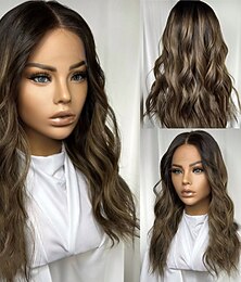 economico -Capelli umani 5x5 Chiusura 13x4 Fronte in Pizzo Parrucca Riga centrale Capelli brasiliani Ondulato Multicolore Parrucca 150% 180% Densità dei capelli con Capelli di Bambino Capelli schiariti Capelli