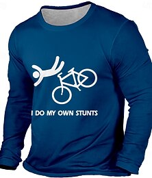 levne -Mužské vtipné tričko s dlouhým rukávem - 'Dělám vlastní akce' s grafikou cyklisty