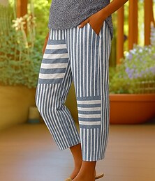 economico -Per donna Chinos Shorts Pantaloni Corti Elegante Vacanza Vintage Lunghezza alla caviglia Vita Alta Grafico A righe Astratto Stratificato Inelastico All'aperto Streetwear Quotidiano Nero Blu Rosso