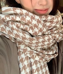 halpa -Naisten Suorakulmiohuivi Naisten huivit Katu Päivittäin Deitti Harmaa Maalattu Valkoinen Huivi Houndstooth-kuvio