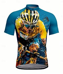 abordables -Homme Maillot de cyclisme Manche Courte Cyclisme Maillot Top avec 3 poches arrière Résistant aux UV Séchage Rapide Fermeture Éclair Frontale Bandes réfléchissantes Bleu Des sports Vêtement Tenue
