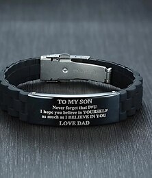 billige -silikonarmbånd med rustfri stålplate justerbart armbånd motesmykker slitesterkt gummibånd personlig ID-brikke sport og treningstilbehør
