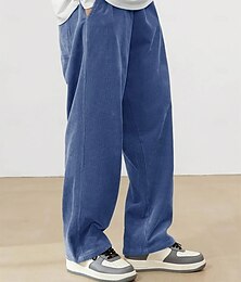 お買い得  -男性用 スウェットパンツ コーデュロイパンツ ズボン バギーパンツ カジュアルパンツ 弾性ウエスト ドローストリング まっすぐな足 平織り 履き心地よい 全長 アウトドア カジュアル 日常 ファッション クラシック ブラック ワイン 伸縮性なし