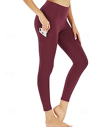 economico -Per donna Leggings capri Leggings da yoga con tasche Controllo addominale Vita Alta Palestra Atletico Pilates Pantaloni Grigio scuro Nero Borgogna Autunno Gli sport Abbigliamento sportivo Vestibilit