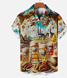preiswerte -Bayerisch München Deutsch Hawaii-Hemden Aloha-Hemd Bier Grafik für Herren Erwachsene 3D-Druck  für Karneval Oktoberfestbier Urlaub Party