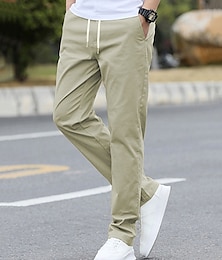 abordables -Hombre Pantalones Chinos Bolsillo Cintura elástica Correa Plano Comodidad Formal Fiesta Trabajo Moda Estilo clásico Negro Verde Claro Microelástico