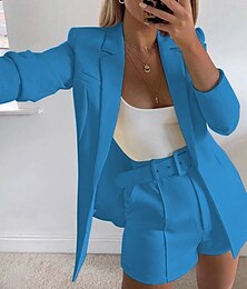 abordables -Mujer chaqueta Cómodo Transpirable Ajustado Moda Moderno Plano Trabajo Diario Regular Cuello Vuelto Ajuste regular Manga Larga Ropa de calle Amarillo Azul Piscina Verde Oscuro Primavera Otoño