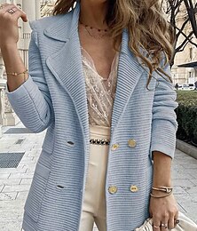preiswerte -Damen Blazer Bequem Atmungsaktiv Knöpfe Mode Modern Einfach Arbeit Täglich Regulär Umlegekragen Normale Passform Langarm Oberbekleidung Schwarz Weiß Rosa Frühling Herbst