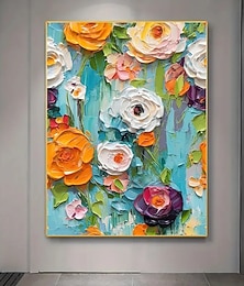abordables -une peinture sur toile moderne sans cadre représentant des fleurs colorées parfaite pour décorer les salons et les chambres.