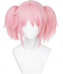 economico -Parrucca da cosplay, parrucca rosa con coda di cavallo e frangia, parrucca da lolita con trecce, per donne e ragazze, per feste di Halloween.