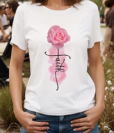 economico -Per donna Maglietta Ombre Floreale Grafico Vintage Elegante Classico Manica Corta Girocollo Top Regolari Quotidiano Weekend Stampato Nero Bianco Giallo Rosa Blu Estate Primavera