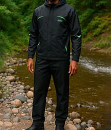 baratos -Homens Conjunto esportivo Ao ar livre Prova-de-Água A Prova de Vento Roupas de caminhada Roupas de caminhada Primavera Outono Blusas Campismo / Escursão / Espeleologismo Corrida Retalhos Preto