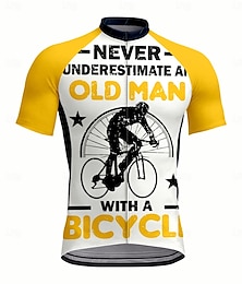 baratos -Homens Camisa para Ciclismo Manga Curta Moto Camisa / Roupas Para Esporte Blusas com 3 bolsos traseiros Resistente a UV Secagem Rápida Zíper Frontal Tiras Refletoras Amarelo Esportes Roupa