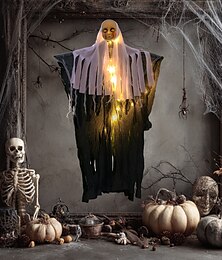 お買い得  -ハロウィン修道女吊り下げゴースト装飾ライト1個、不気味な表情、頭蓋骨の幽霊、屋内と屋外の恐ろしい雰囲気、装飾吊り下げオーナメント