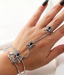 economico -Set di bracciale e anello a forma di ragnatela di Halloween da donna – gioielli con catena in lega gotica con vestibilità regolabile, accessori per feste e cosplay