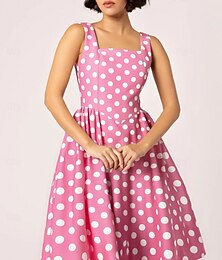 levne -Retro 50. léta Rockabilly Ke kolenům Houpací šaty Flare šaty Bez rukávů Puntíky Maškarní kostým Dámské Karneval Plesová maškaráda Večírek Na den Ležérní Dospělé Šaty Jaro léto