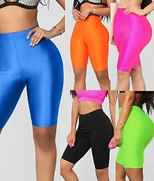 abordables -Mujer Pantalón corto Mallas De Deporte Corto Alta cintura Plano Retazos Confortable Levantamiento de tope Control de barriga Yoga Casual Diario Negro Rojo Azul Piscina Naranja Primavera Otoño Pitillo