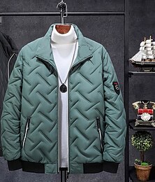baratos -Homens Jaqueta Puffer Jaqueta de Inverno Inverno Ao ar livre Térmico / Quente Blusas Preto Verde Cinzento