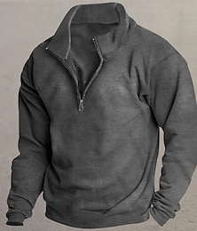 economico -Per uomo Maglia Felpa in pile Maglione Felpa con zip corta Nero Bianco Vino Rosso Cachi Colletto Mao Semplice Sport & Outdoor Casuale Quotidiano Streetwear Atletico Primavera Autunno Abbigliamento