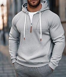 economico -Per uomo Felpa con cappuccio Felpa con cappuccio e zip corta Rosso bordeaux Nero Bianco Blu marino Cachi Con Cappuccio Semplice Patchwork Sport & Outdoor Casuale Quotidiano Streetwear Cool
