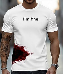 preiswerte -Halloween Herren 3D Blutflecken T Shirt Kurzarm T-Shirt Grafikdruck Rundhalsausschnitt Hemd Mode Übertrieben Täglich Party Straße Lässig Weiß Sommer Frühling Ganzjahres Bekleidung S M L XL XXL XXXL