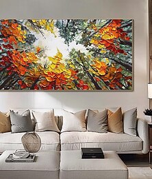 preiswerte -handgefertigtes Ölgemälde auf Leinwand, Wandkunst, Dekoration, modern, abstrakt, dickes Messer, hoch aufragender Baum, für Wohnzimmer, Heimdekoration, gespannter Rahmen, hängendes Gemälde/gerollte