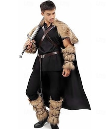 economico -Retrò Vintage Medievale Rinascimento Abiti Costume in pelliccia sintetica Guerriero Vichingo Per uomo Vichingo Halloween Carnevale Performance Feste LARP Adulti Scialle Scaldamuscoli Parabraccia